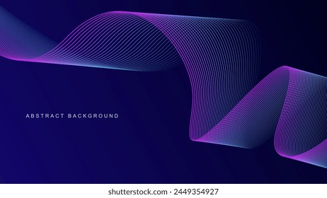 Dark blue abstract background with glowing wave lines. futuristic background Modern concept technology. Vector illustration