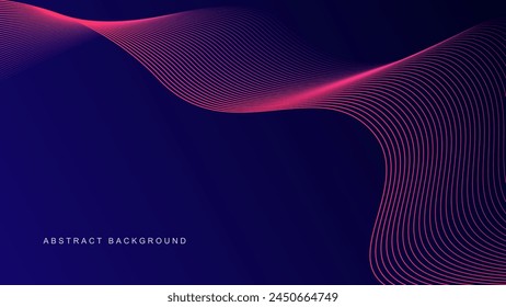 Fondo abstracto azul oscuro con líneas de onda brillantes. fondo futurista Tecnología de concepto moderna. Ilustración vectorial