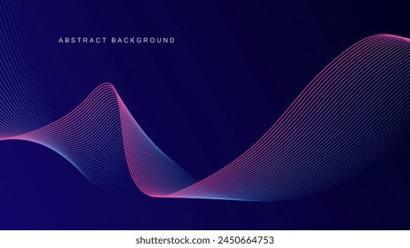 Fondo abstracto azul oscuro con líneas de onda brillantes. fondo futurista Tecnología de concepto moderna. Ilustración vectorial