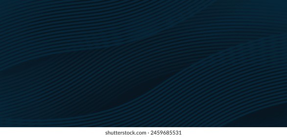 Fondo abstracto azul oscuro con ondas curvas brillantes.