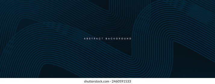 Fondo abstracto azul oscuro con ondas curvas brillantes.