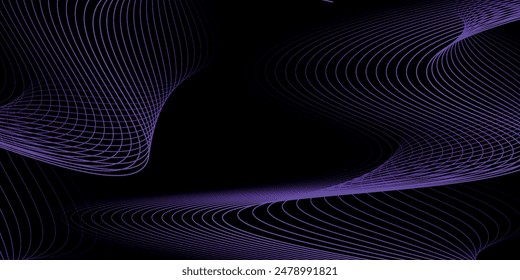 Fondo abstracto azul oscuro con líneas geométricas brillantes. Patrón moderno de líneas azules brillantes. Concepto de tecnología futurista onda abstracta fondo oscuro.