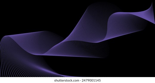 Dark blue abstract background with glowing geometric lines. Modern shiny blue lines pattern. Futuristic technology concept abstract wave dark background.
