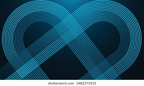 Fondo abstracto azul oscuro con líneas geométricas brillantes. Patrón de líneas redondeadas diagonales azul brillante. Concepto futurista.