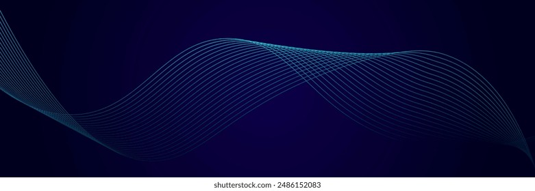 Dark blue abstract background with glowing geometric lines. Modern shiny blue lines pattern. Futuristic technology concept abstract wave dark background. vector illustration