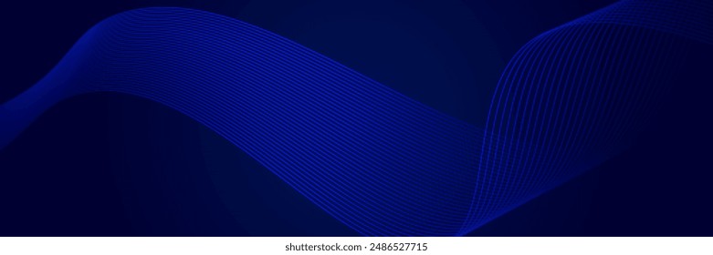 Fondo abstracto azul oscuro con líneas geométricas brillantes. Patrón moderno de líneas azules brillantes. Concepto de tecnología futurista onda abstracta fondo oscuro. Ilustración vectorial