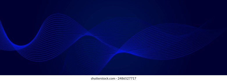 Dark blue abstract background with glowing geometric lines. Modern shiny blue lines pattern. Futuristic technology concept abstract wave dark background. vector illustration