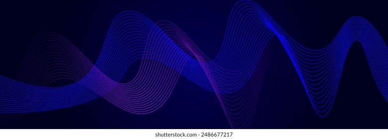 Dark blue abstract background with glowing geometric lines. Modern shiny blue lines pattern. Futuristic technology concept abstract wave dark background. vector illustration