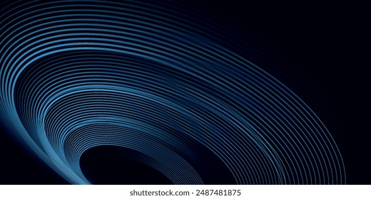 Dark blue abstract background with glowing geometric lines. Modern shiny blue lines pattern. Futuristic technology concept. Horizontal banner template.
