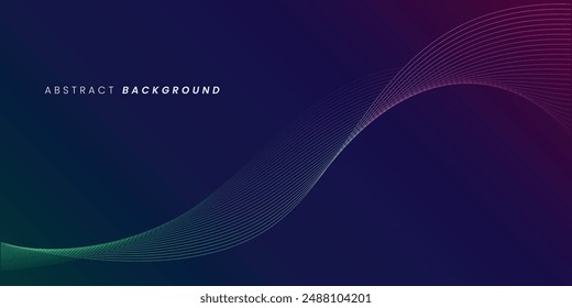 Dark blue abstract background with glowing wave lines. futuristic background Modern concept technology.