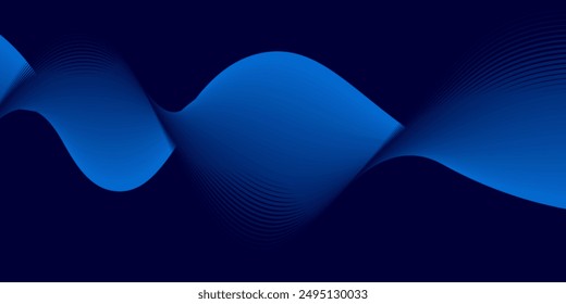 Dark blue abstract background with glowing circle lines. Geometric stripe line art design. Modern shiny blue lines. Futuristic technology concept. Suit for poster, cover, banner, brochure, website 