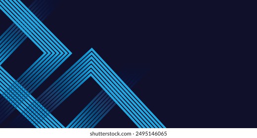 Dark blue abstract background with glowing geometric lines. Modern shiny blue lines pattern. Futuristic technology concept. Horizontal banner template. - Powered by Shutterstock - Get 15% off with code: PIKWIZARD15