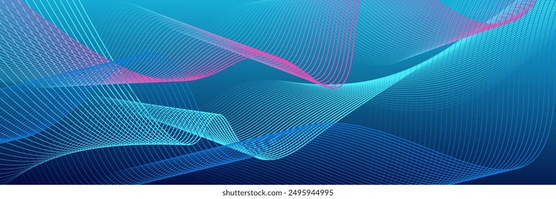 Dunkelblauer abstrakter Hintergrund mit leuchtenden Wellenlinien. futuristischer Hintergrund Moderne Konzepttechnologie. Vektorgrafik