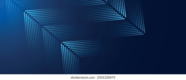 Fondo abstracto azul oscuro con líneas de flecha brillantes. Diseño moderno de líneas geométricas azules brillantes. Tecnología concepto futurista. Anuncio Horizontal