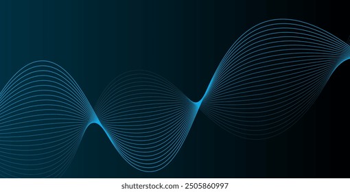 Dark blue abstract background with glowing wave lines. futuristic background Modern concept technology. Vector illustration