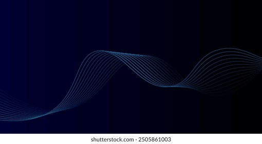 Dark blue abstract background with glowing wave lines. futuristic background Modern concept technology. Vector illustration