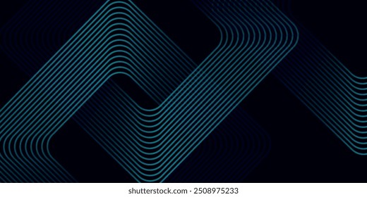 Fondo abstracto azul oscuro con líneas geométricas brillantes. Moderno patrón de líneas azules brillantes. Concepto de tecnología futurista.