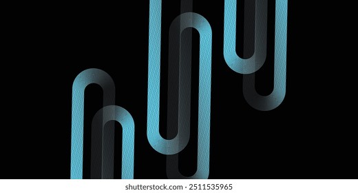 Fondo abstracto azul oscuro con líneas geométricas brillantes. Moderno patrón de líneas redondeadas diagonales azules brillantes.