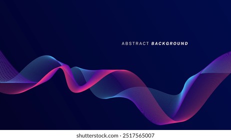 Fondo abstracto azul oscuro con ondas brillantes. Elemento de diseño de líneas móviles brillantes. Concepto de tecnología futurista. Ilustración vectorial