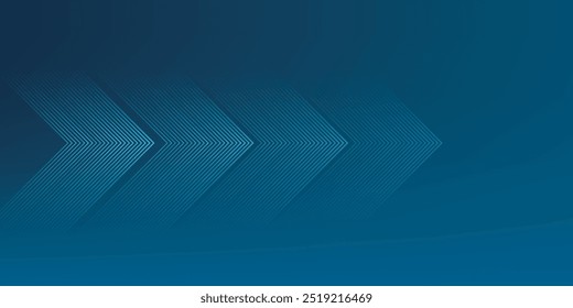 Dark blue abstract background with glowing arrow lines technology futuristic concept. Modern shiny blue geometric lines design. Horizontal banner template suit for cover, header, poster, banner, web