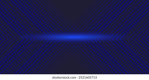 Dark blue abstract background with glowing arrow lines technology futuristic concept. Modern shiny blue geometric lines design. Horizontal banner template suit for cover, header, poster, banner, web