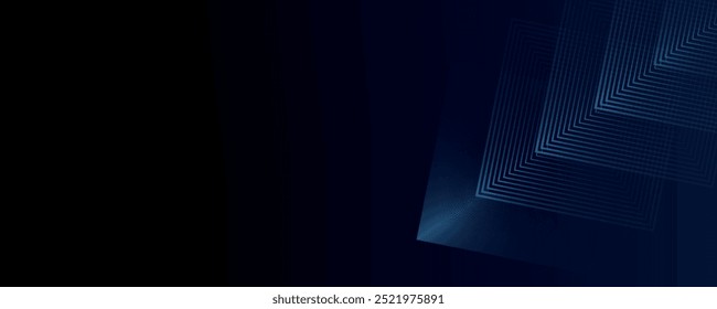Dark blue abstract background with glowing arrow lines technology futuristic concept. Modern shiny blue geometric lines design. Horizontal banner template suit for cover, header, poster, banner, web