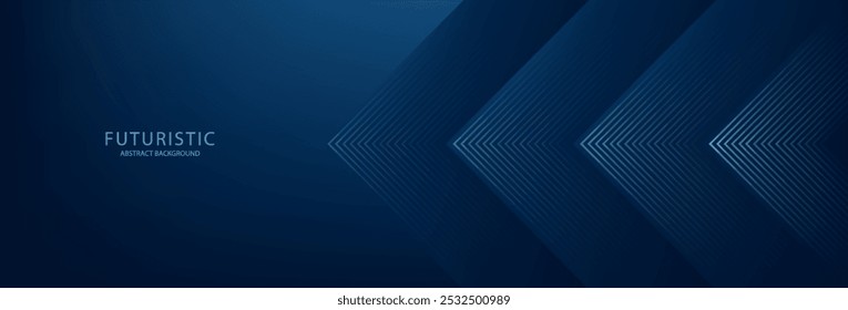 Dark Blue Abstract Background with Glowing Arrow Lines for Technology, Featuring a Futuristic Concept with Modern Shiny Blue Geometric Lines Design, Ideal for Banners, Covers, Posters, and Web Headers