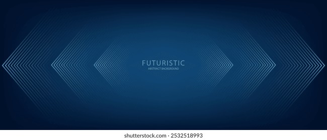 Dark Blue Abstract Background with Glowing Arrow Lines for Technology, Featuring a Futuristic Concept with Modern Shiny Blue Geometric Lines Design, Ideal for Banners, Covers, Posters, and Web Headers