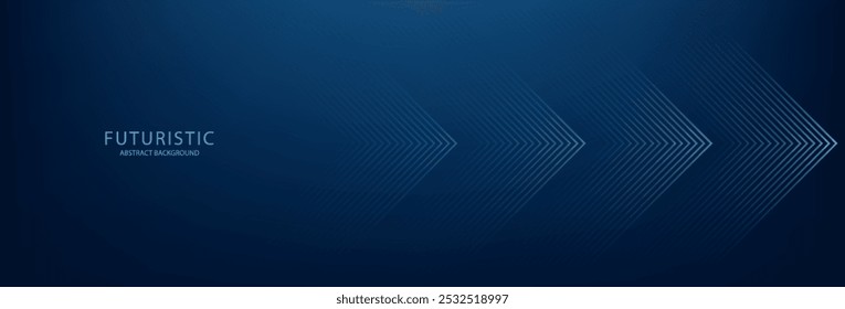 Fondo Abstractas azul oscuro con líneas de flecha brillantes para la Tecnología, con un concepto futurista con diseño moderno de líneas geométricas azules brillantes, ideal para Anuncios, cubiertas, carteles y cabeceras de Web