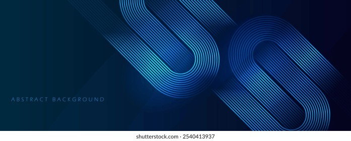 Dark blue abstract background with glowing geometric lines and shiny blue diagonals. Perfect for futuristic technology designs.