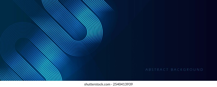 Fundo abstrato azul escuro com linhas geométricas brilhantes e diagonais azuis brilhantes. Perfeito para designs de tecnologia futurista.