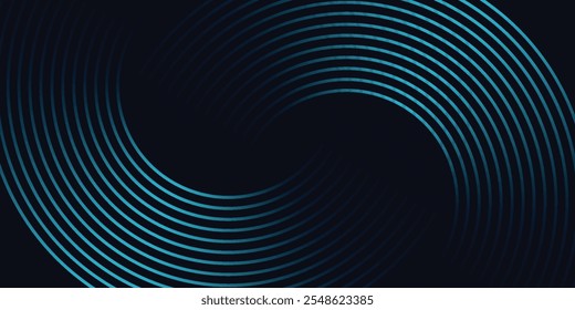 Fondo abstracto azul oscuro con líneas geométricas brillantes. Moderno patrón de líneas redondeadas diagonales azules brillantes. Concepto de tecnología futurista. Traje para la cubierta, cartel, presentación, Anuncio