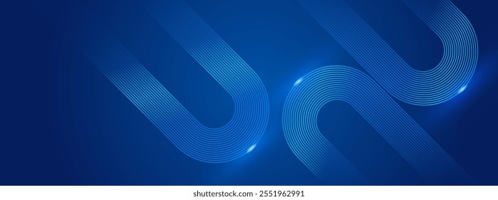 Dark blue abstract background with glowing geometric lines and shiny blue diagonals. Perfect for futuristic technology designs.