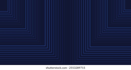 Dark blue abstract background with glowing arrow lines technology futuristic concept. Modern shiny blue geometric lines design. Horizontal banner template suit for cover, header, poster, banner, web