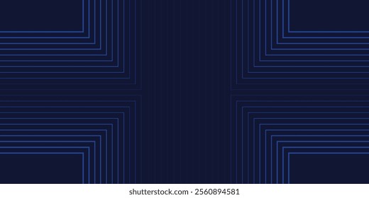 Dark blue abstract background with glowing arrow lines technology futuristic concept. Modern shiny blue geometric lines design. Horizontal banner template suit for cover, header, poster, banner, web