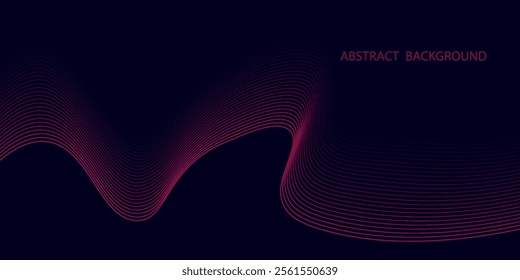 Dark blue abstract background with glowing red wave lines. futuristic background Modern concept technology.