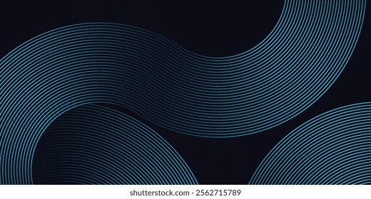 Dark blue abstract background with glowing geometric lines. Modern shiny blue diagonal simple