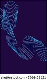 Dark blue abstract background with glowing wave. Shiny moving lines design element. Modern light blue gradient flowing wave lines. Dynamic wave pattern..