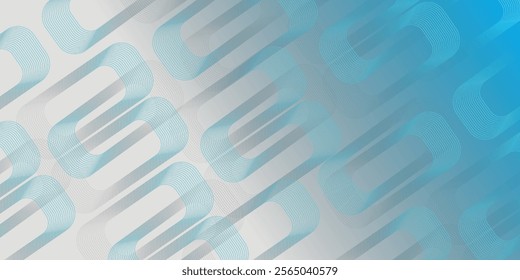 Dark blue abstract background with glowing geometric lines. Modern shiny blue diagonal rounded lines pattern. Futuristic technology concept. Suit for cover, poster, presentation, banner, website