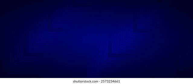 Dark blue abstract background with glowing arrow lines. Modern shiny blue geometric lines design.