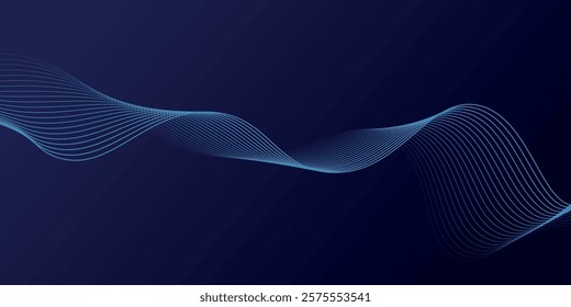 Dark blue abstract background with glowing wave lines. futuristic background Modern concept technology. 