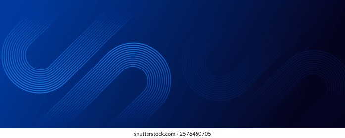 Dark blue abstract background with glowing geometric lines and shiny blue diagonals. Perfect for futuristic technology designs.