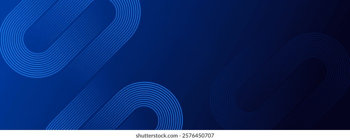 Dark blue abstract background with glowing geometric lines and shiny blue diagonals. Perfect for futuristic technology designs.