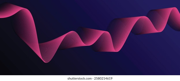 Dark blue abstract background with glowing wave lines. futuristic background Modern concept technology. Vector illustration