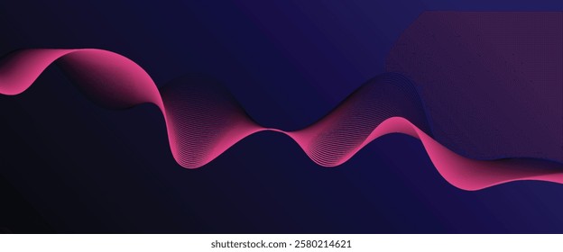 Dark blue abstract background with glowing wave lines. futuristic background Modern concept technology. Vector illustration