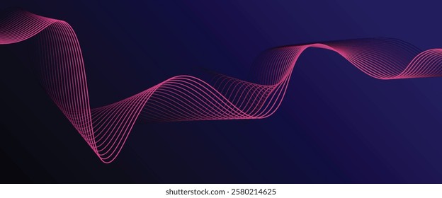 Dark blue abstract background with glowing wave lines. futuristic background Modern concept technology. Vector illustration