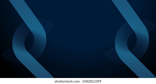 Dark blue abstract background with glowing circle geometric lines. Modern shiny blue lines pattern.
