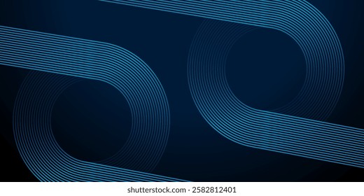 Dark blue abstract background with glowing circle geometric lines. Modern shiny blue lines pattern.