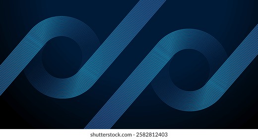 Dark blue abstract background with glowing circle geometric lines. Modern shiny blue lines pattern.