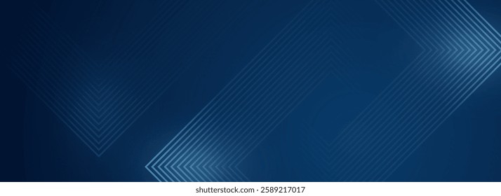 Dark blue abstract background with glowing futuristic lines, featuring a modern geometric design. Perfect for banners, covers, posters, and web headers.
